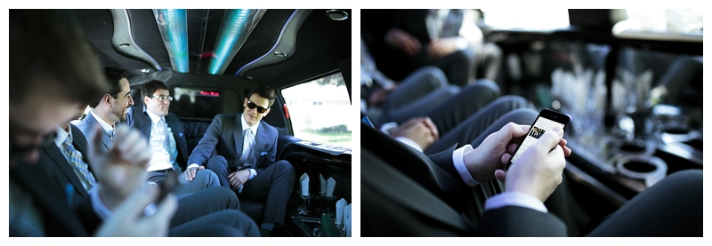 limo ride wedding photos