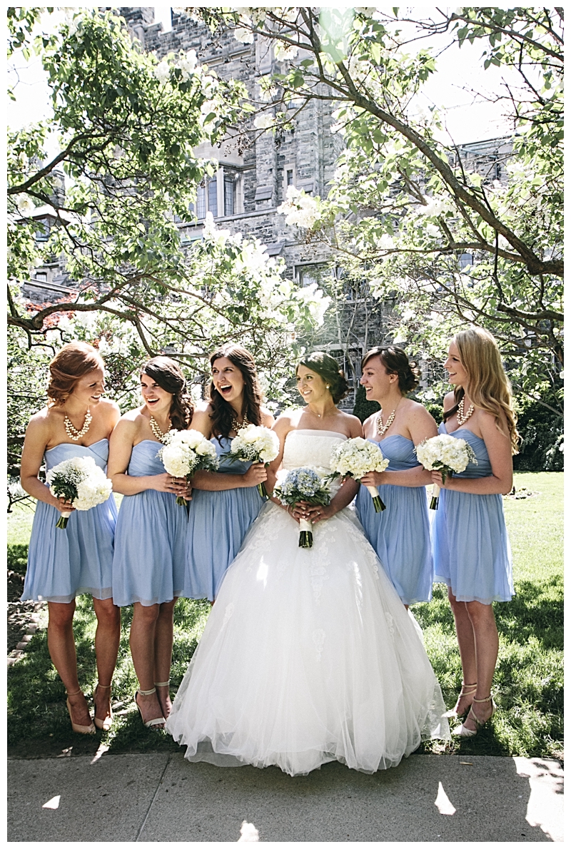 bride and bridesmaids knox college toronto wedding photographer