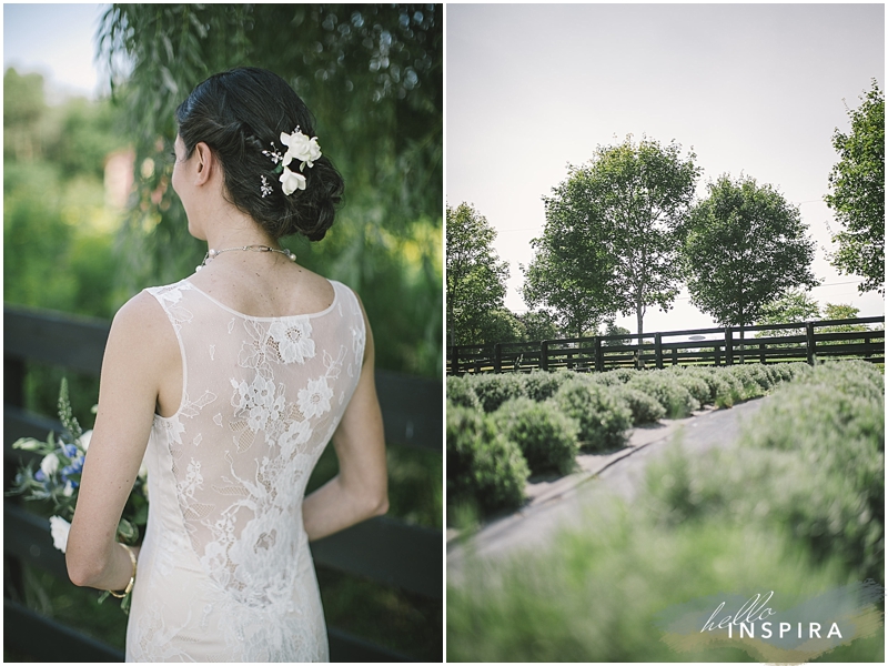 lace wedding dress lavender field