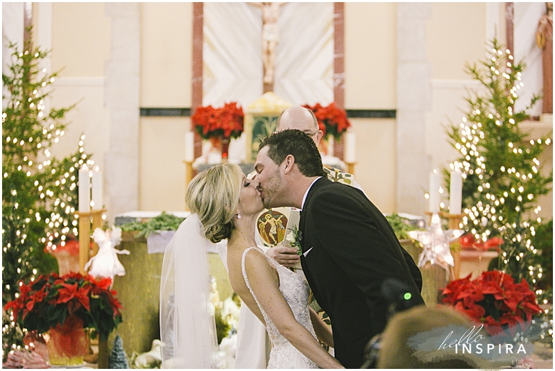 toronto church wedding first kiss photos