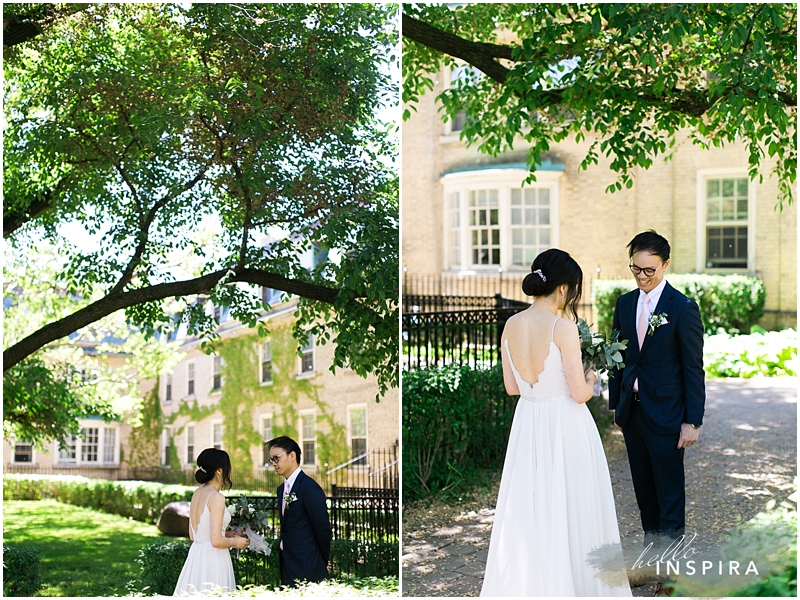 uni of toronto first look wedding photos